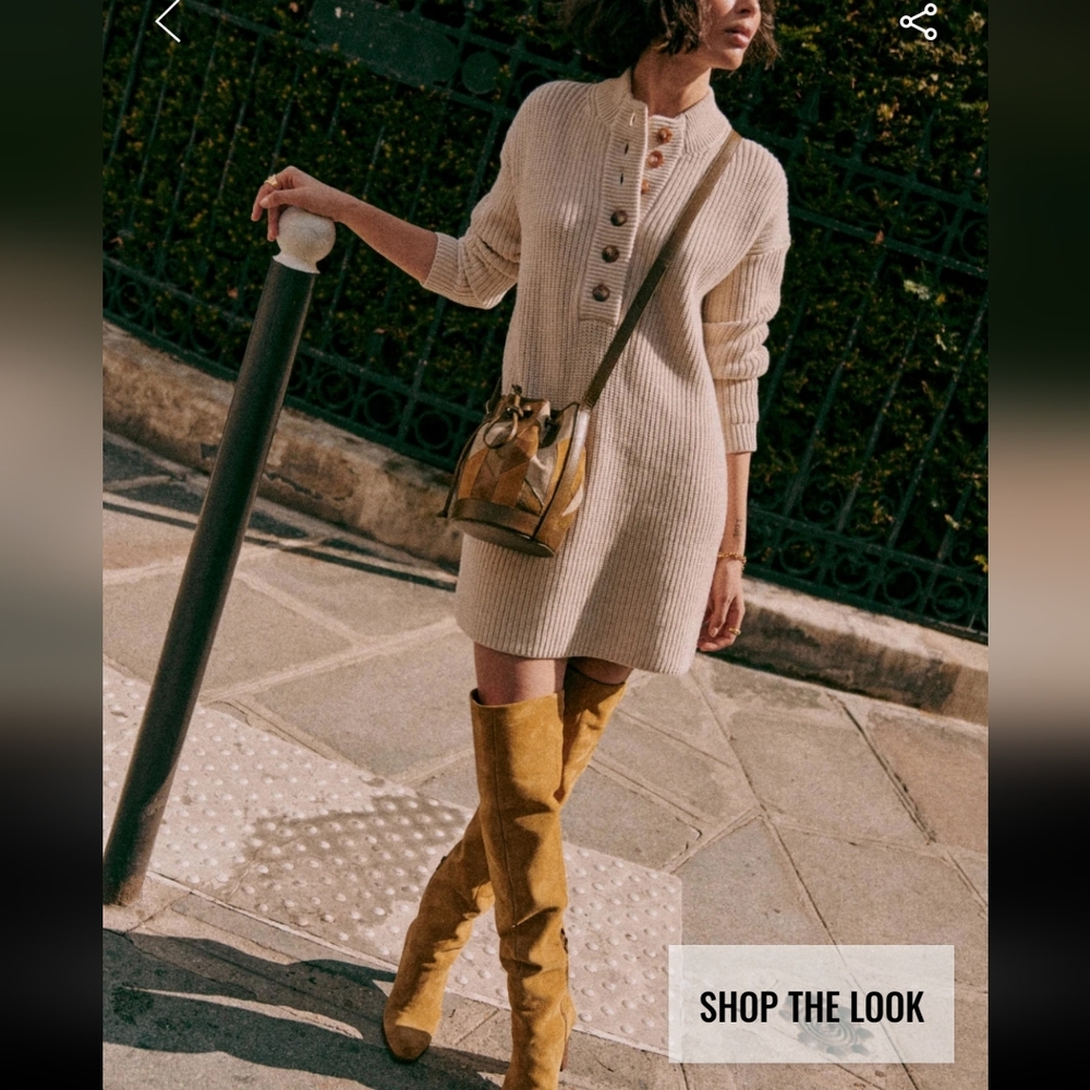 Sezane Luan Cotton/wool Cream Knit Dress - Picture 4 of 11